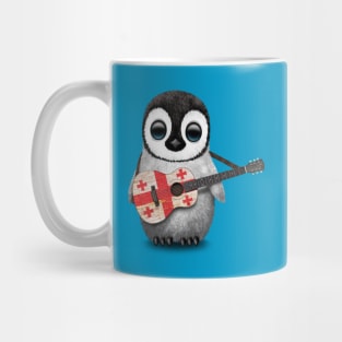 Baby Penguin Playing Georgian Flag Guitar Mug